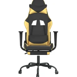 vidaXL Gamestoel met voetensteun kunstleer zwart en goudkleurig