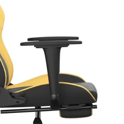 vidaXL Gamestoel met voetensteun kunstleer zwart en goudkleurig