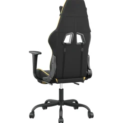 vidaXL Gamestoel met voetensteun kunstleer zwart en goudkleurig
