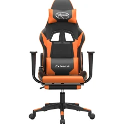 vidaXL Gamestoel met voetensteun kunstleer zwart en oranje