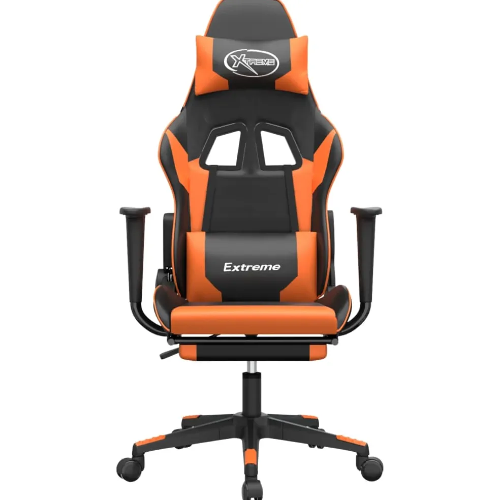 vidaXL Gamestoel met voetensteun kunstleer zwart en oranje