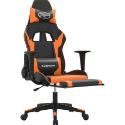 vidaXL Gamestoel met voetensteun kunstleer zwart en oranje