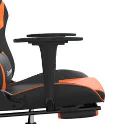 vidaXL Gamestoel met voetensteun kunstleer zwart en oranje