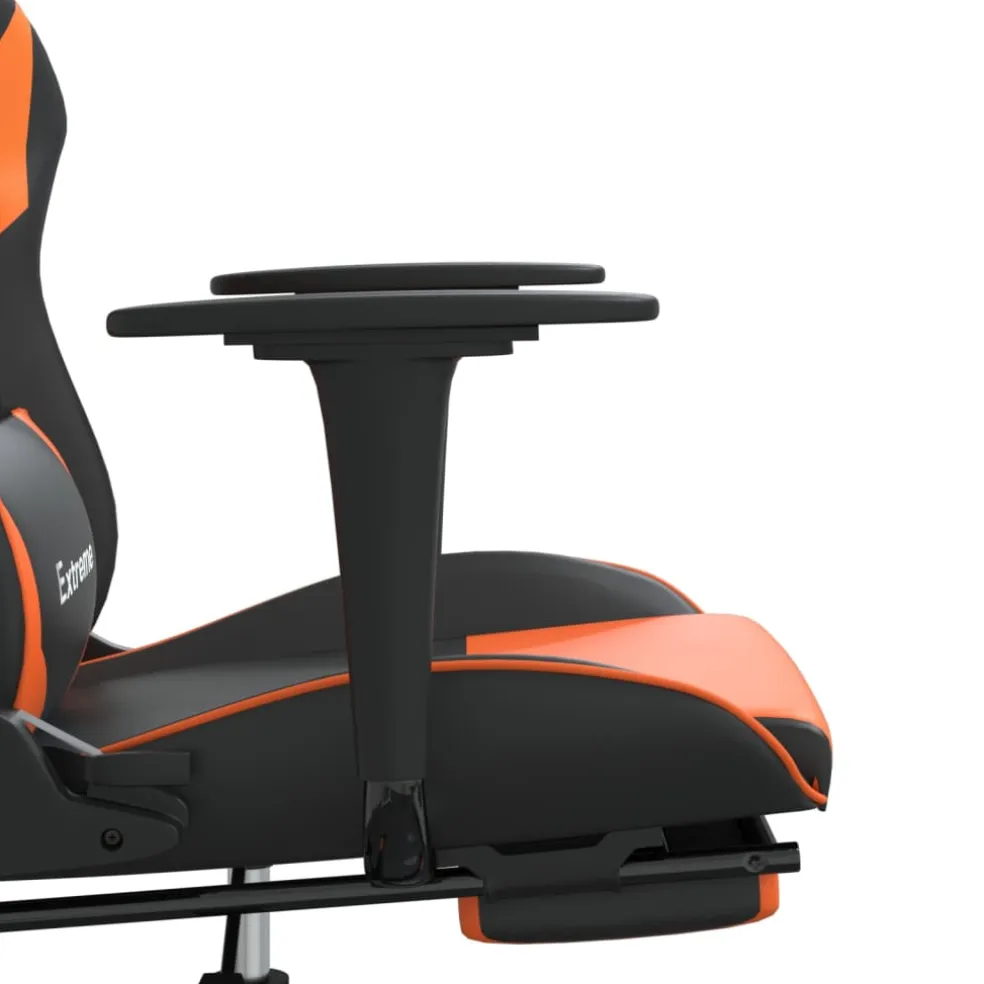 vidaXL Gamestoel met voetensteun kunstleer zwart en oranje