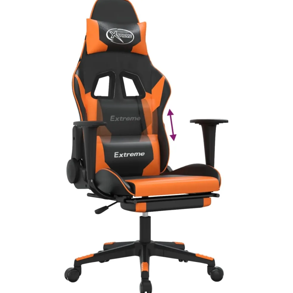 vidaXL Gamestoel met voetensteun kunstleer zwart en oranje
