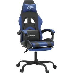 vidaXL Gamestoel met voetensteun kunstleer zwart en blauw