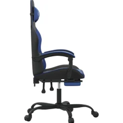 vidaXL Gamestoel met voetensteun kunstleer zwart en blauw