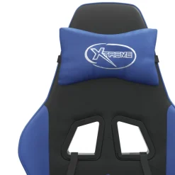 vidaXL Gamestoel met voetensteun kunstleer zwart en blauw