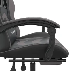 vidaXL Gamestoel met voetensteun kunstleer zwart en grijs