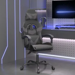 vidaXL Gamestoel met voetensteun kunstleer wit en roze