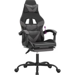 vidaXL Gamestoel met voetensteun kunstleer wit en roze
