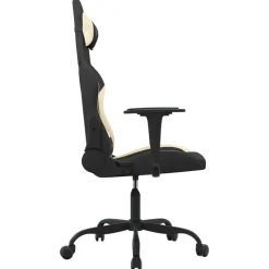 vidaXL Gamestoel met voetensteun stof zwart en crème