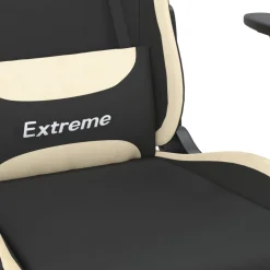 vidaXL Gamestoel met voetensteun stof zwart en crème