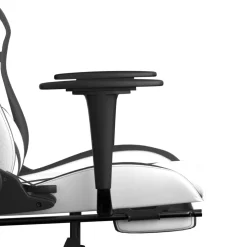 vidaXL Gamestoel met voetensteun kunstleer wit en zwart