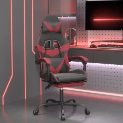 vidaXL Gamestoel met voetensteun kunstleer wit en wijnrood
