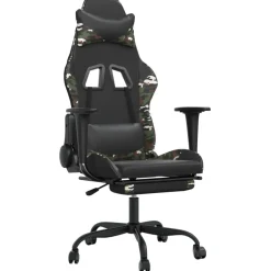 vidaXL Gamestoel met voetensteun kunstleer zwart en camouflage