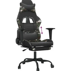 vidaXL Gamestoel met voetensteun kunstleer zwart en camouflage