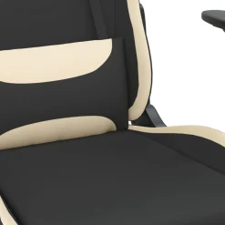 vidaXL Gamestoel met voetensteun stof zwart en crème