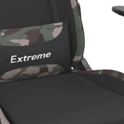 vidaXL Gamestoel met voetensteun stof zwart en camouflage