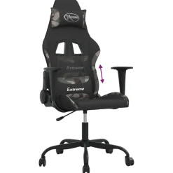 vidaXL Gamestoel met voetensteun stof zwart en camouflage