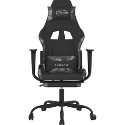 vidaXL Gamestoel met voetensteun stof zwart en camouflage