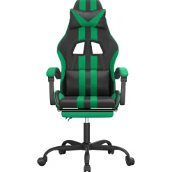 vidaXL Gamestoel met voetensteun kunstleer zwart en groen