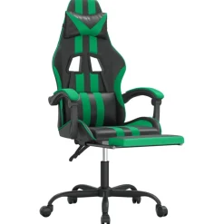 vidaXL Gamestoel met voetensteun kunstleer zwart en groen