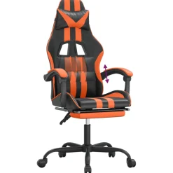 vidaXL Gamestoel met voetensteun stof zwart en blauw