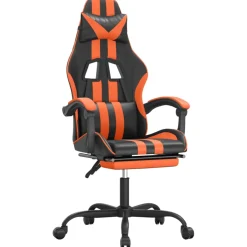 vidaXL Gamestoel met voetensteun stof zwart en blauw