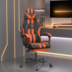 vidaXL Gamestoel met voetensteun stof zwart en blauw