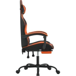vidaXL Gamestoel met voetensteun stof zwart en blauw