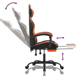 vidaXL Gamestoel met voetensteun stof zwart en blauw