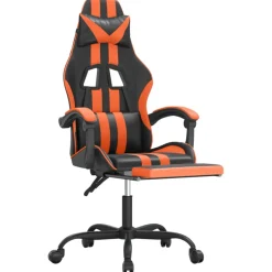 vidaXL Gamestoel met voetensteun stof zwart en blauw