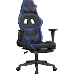 vidaXL Gamestoel met voetensteun kunstleer wit en zwart