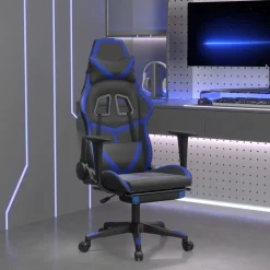 vidaXL Gamestoel met voetensteun kunstleer wit en zwart