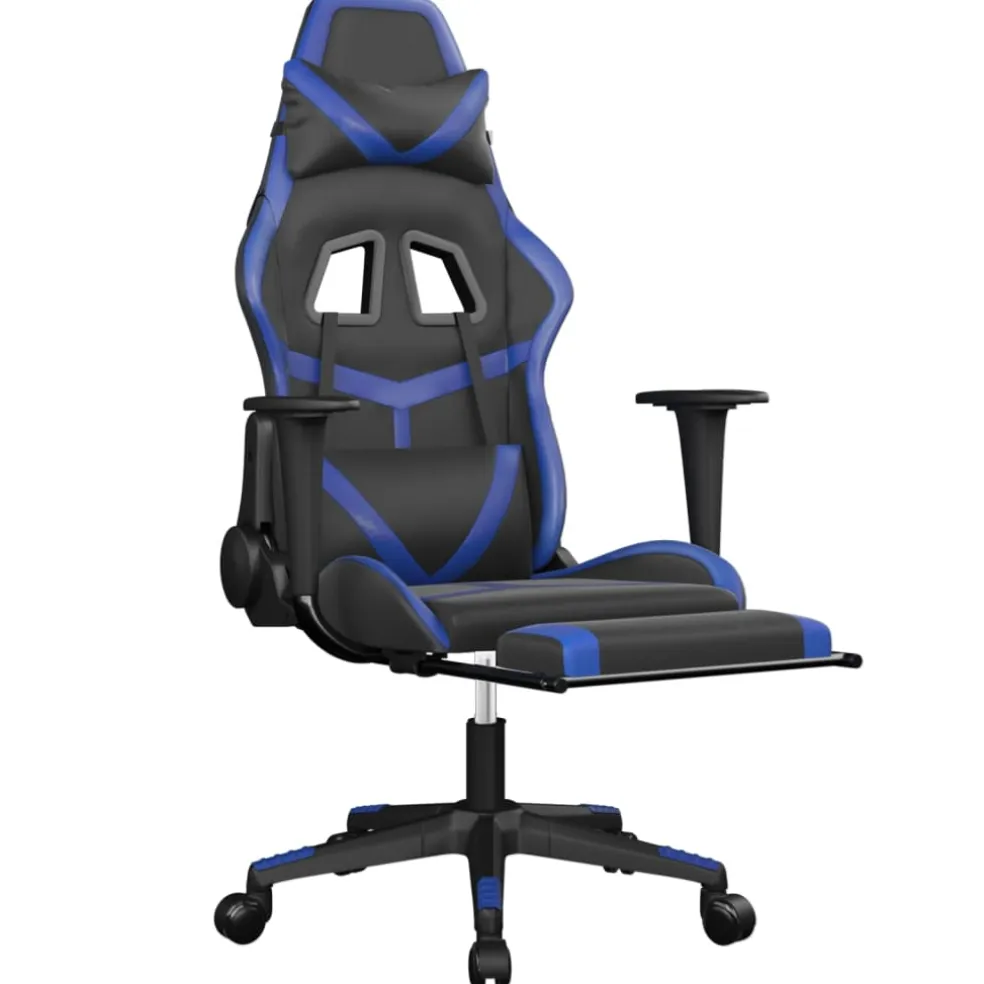 vidaXL Gamestoel met voetensteun kunstleer wit en zwart