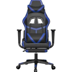 vidaXL Gamestoel met voetensteun kunstleer wit en zwart
