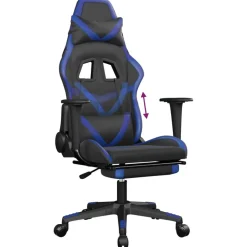vidaXL Gamestoel met voetensteun kunstleer wit en zwart