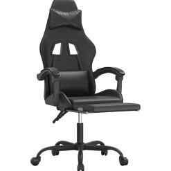 vidaXL Gamestoel met voetensteun kunstleer zwart