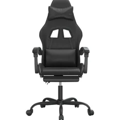 vidaXL Gamestoel met voetensteun kunstleer zwart