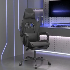 vidaXL Gamestoel met voetensteun kunstleer zwart