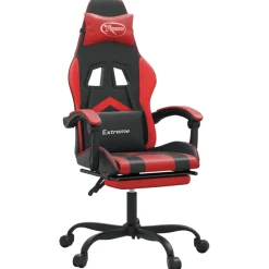 vidaXL Gamestoel met voetensteun kunstleer zwart en rood