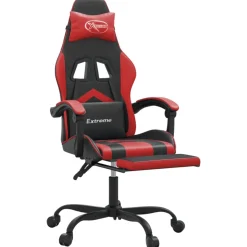 vidaXL Gamestoel met voetensteun kunstleer zwart en rood