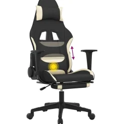 vidaXL Gamestoel met voetensteun en massagefunctie stof zwart en rood