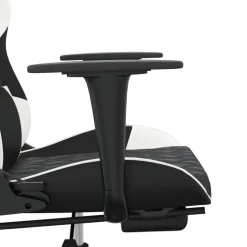 vidaXL Gamestoel met voetensteun kunstleer zwart en wit