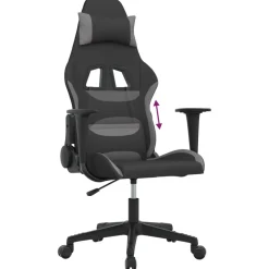 vidaXL Gamestoel stof zwart en lichtgrijs