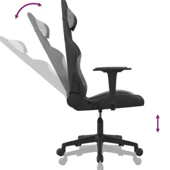 vidaXL Gamestoel stof zwart en lichtgrijs