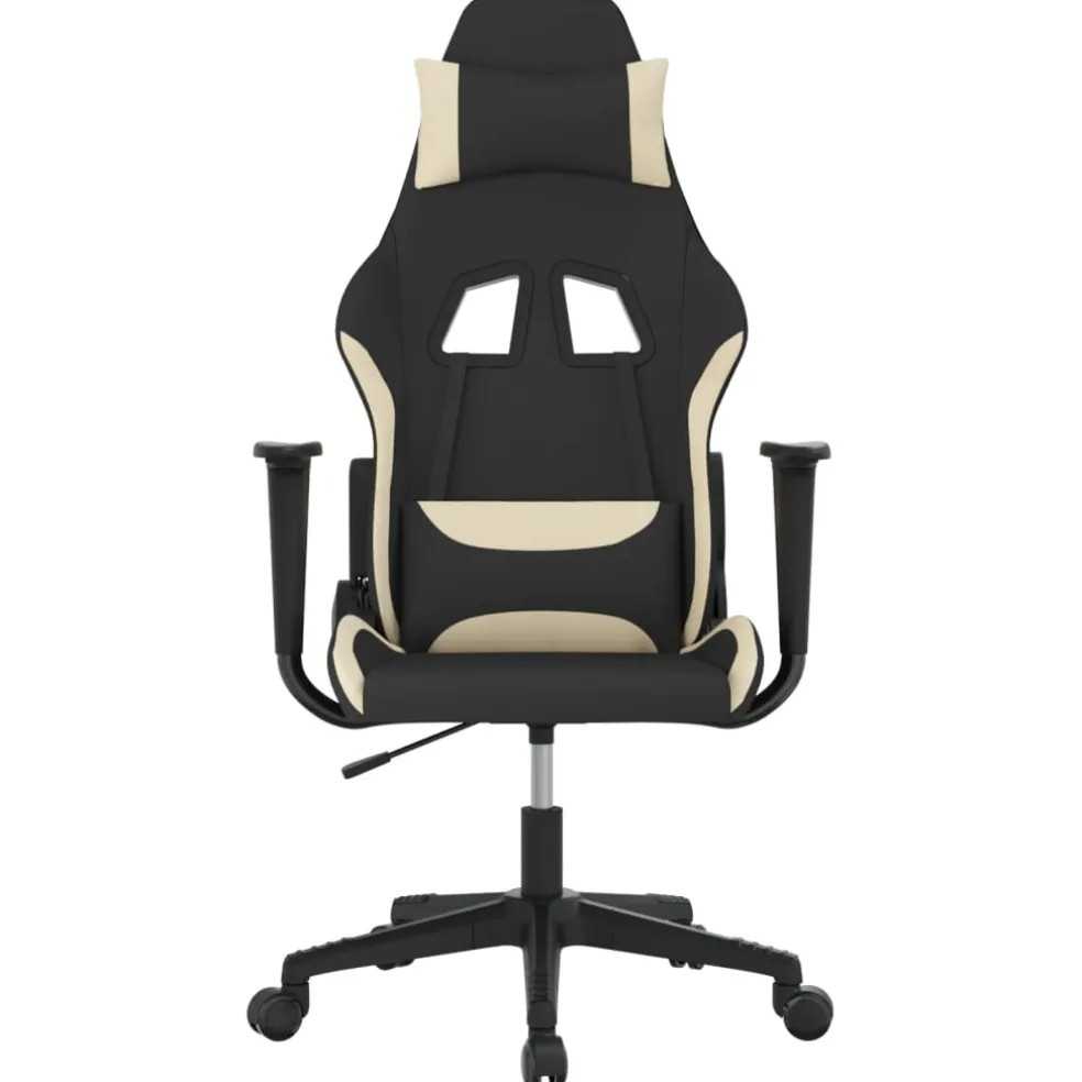 vidaXL Gamestoel stof zwart en crème