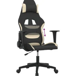 vidaXL Gamestoel stof zwart en crème