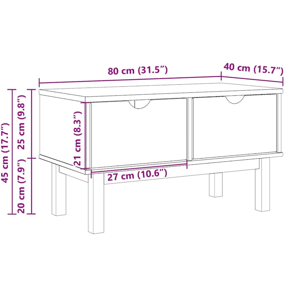 vidaXL Gangbankje OTTA 80x40x45 cm massief grenenhout
